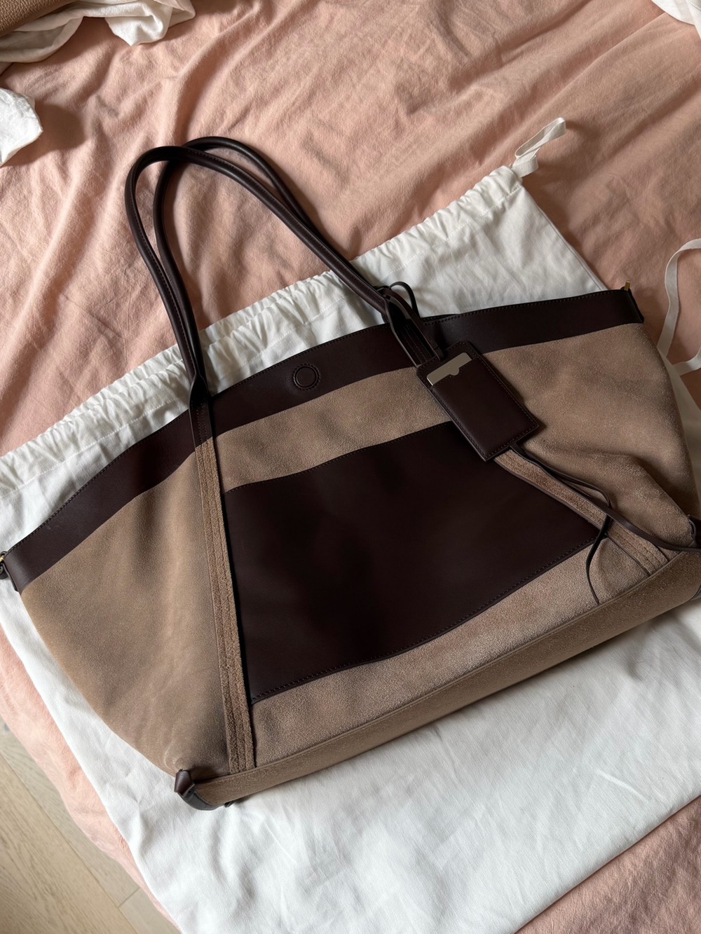 Brera Convertible Tote Bag Large in Dutch Calfskin and Suede